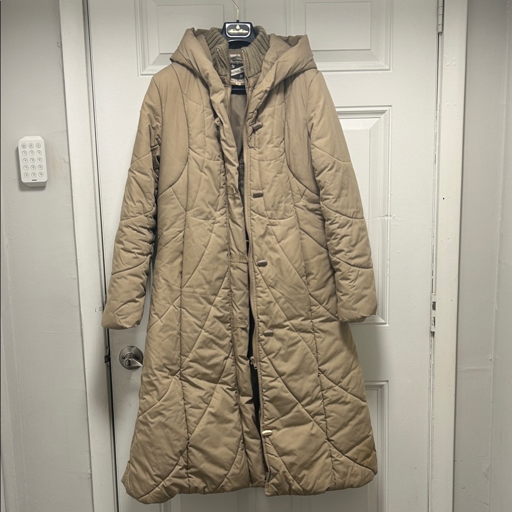 Stylish Tan Hooded Women's Puffer Coat